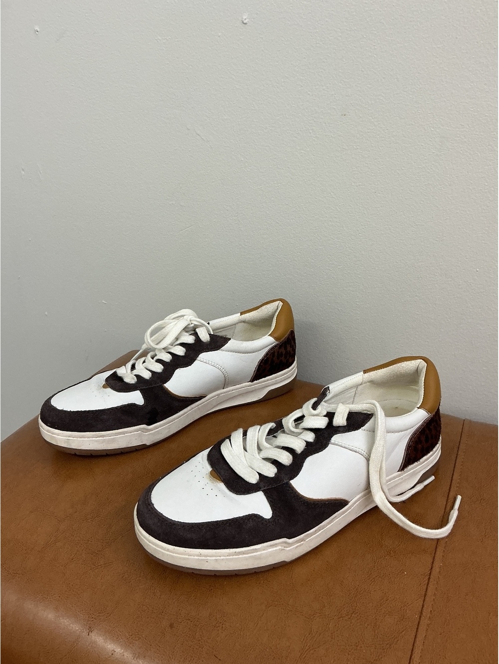MWL by Madewell Court Sneakers in Leather and Cheetah Calf Hair animal print